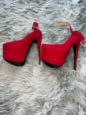 Red 7" Inch Stiletto High Heel (Size 6.5 Womens)